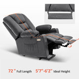 MCombo Power Lift Recliner Chair for Elderly, Lift Chair with Heat and Massage, USB Ports, Cup Holders, Faux Leather 7519 (Medium, Dark Brown)