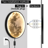 QIYIMEILUX Dimmable Moon Wall Sconce Plug in Modern LED Wall Light with Remote Control 19.7 inch 24W Black Wall Lamp Indoor Wall Mounted Lighting Ceiling Light for Living Room Bedroom（Moon）