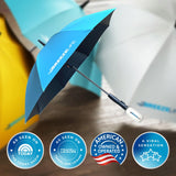 Original Mister Breeze, Sun Umbrella with Fan and Mister, Umbrella Mister with Built-in Fan for Festivals, Beach and More, Blocks Harmful Sun Rays, Mist bottle included, Silver