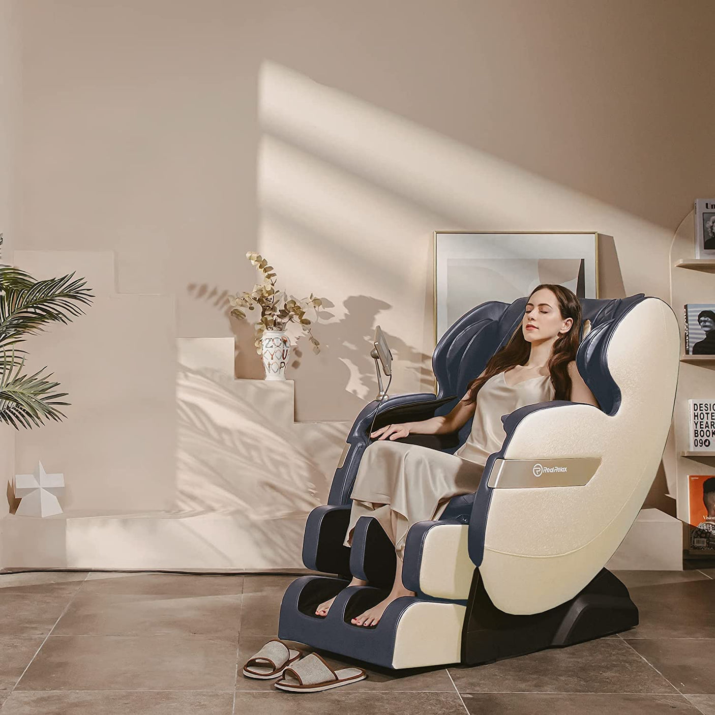 Real Relax 2024 Dual Core S Track Full Body Zero Gravity Massage Chair Recliner with App Control, Black
