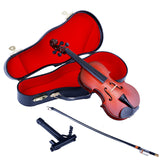 Wooden Miniature Violin with Stand, Bow and Case Mini Musical Instrument Violin Replica Collectible Figurines Dollhouse Accessories Model Home Decoration Display Ornament (3.15"x1.18"x0.59")