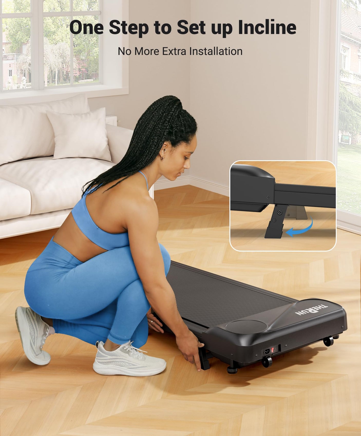 THERUN Walking Pad Treadmill Under Desk, Portable Mini Treadmill for Home/Office, Walking Pad Machine with 2.5HP and 265 lbs Weight Capacity Remote Control LED Display