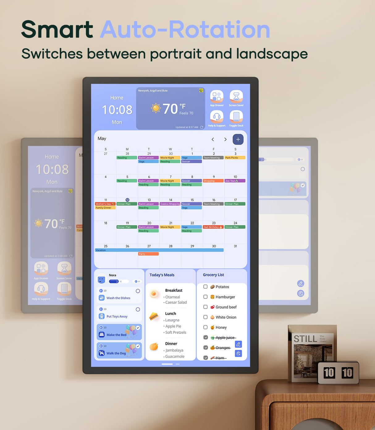 Cozyla 32 Inch Digital Calendar Wall Touch Screen Chore Chart To Do List Notepad Electronic Smart Calendar Digital for Family Meal Planner Support All App Via App Store Android Tablet Wall Mount Black