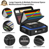 Fireproof Document Box, Hard Case Fireproof File Organizer with Lock Hard-Shell Design Fireproof Water Resistant Safe Box for Important Documents Certificates Laptop Passports Black