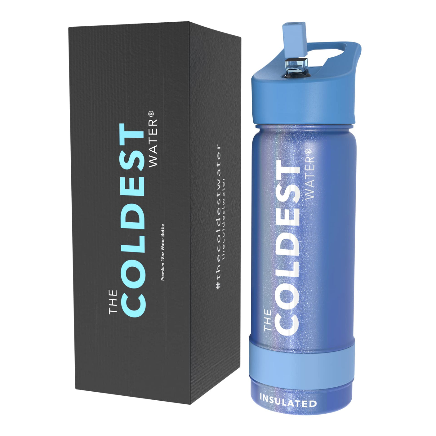 Coldest Insulated Water Bottle with Straw Lid - Stainless Steel Metal Thermos for Men & Women (Matte Black, 32 oz)