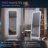 LVSOMT LED RGB Full Length Mirror, Full Body Mirror with Lights, Wall Mounted Lighted Mirror, Over The Door Hanging Mirror, 14 LED Light + Dimmable Brightness + Adjustable Speed, 47" x 16"