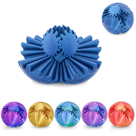 Gear Ball 3D Printed Cube Fidget Toy,Gear Sphere Fidget Toys,Sensory Toys for Stress and Anxiety Relief, Desk Toy Fidget Spinners,Stocking Stuffers for Adults & Kids Gift(Blue Green, 3.1 Inch)