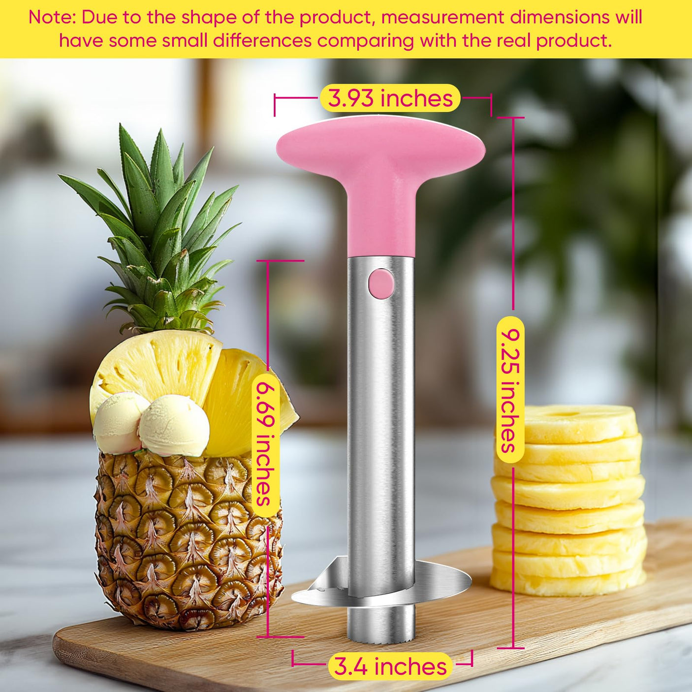 Pineapple Corer, [Upgraded, Reinforced, Thicker Blade] Newness Premium Pineapple Corer Remover (Black)