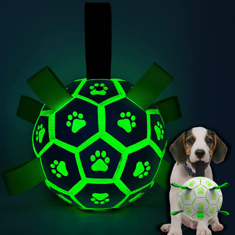 QDAN Premium Dog Toys Balls, Dog Soccer Ball with Straps, Dog Birthday Gifts, Herding Ball, Durable Balls for Small Medium Pet, Puppy Outdoor Toy, Pet Training Soccer Ball, World Cup Soccer (6 Inch)