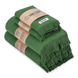 Sand Cloud Turkish Bath Towels Bundle for Bathroom, Set of 4 (Classic Green) - Large Size - 100% Certified Organic Cotton Yarn is Lightweight, Soft & Absorbent - Premium Bath Towels Dry Faster