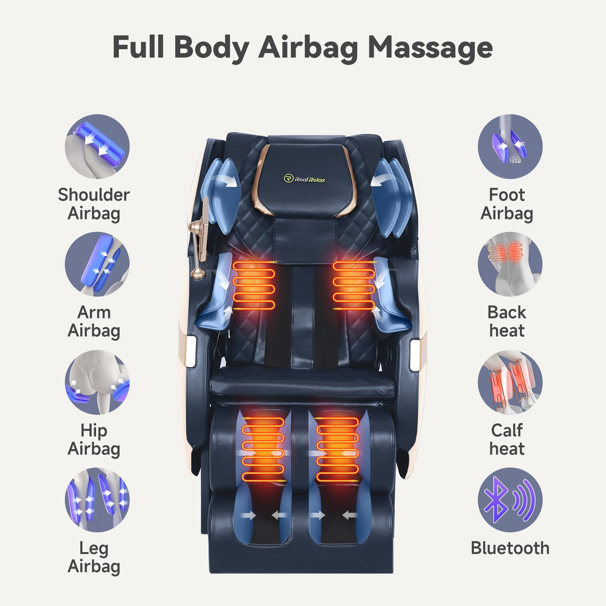 Real Relax 2024 Dual Core S Track Full Body Zero Gravity Massage Chair Recliner with App Control, Black