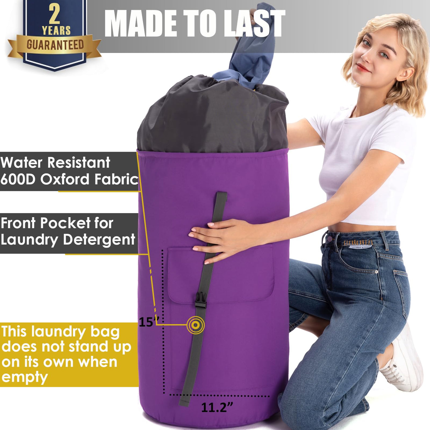 Laundry Bag Backpack Extra Large, 115L Laundry Backpack with Padded Shoulder Strap, Sturdy Travel Laundry Bags, Hanging Laundry Bag for College Dorm, Apartment, Clothes Hamper Bag for Laundromat