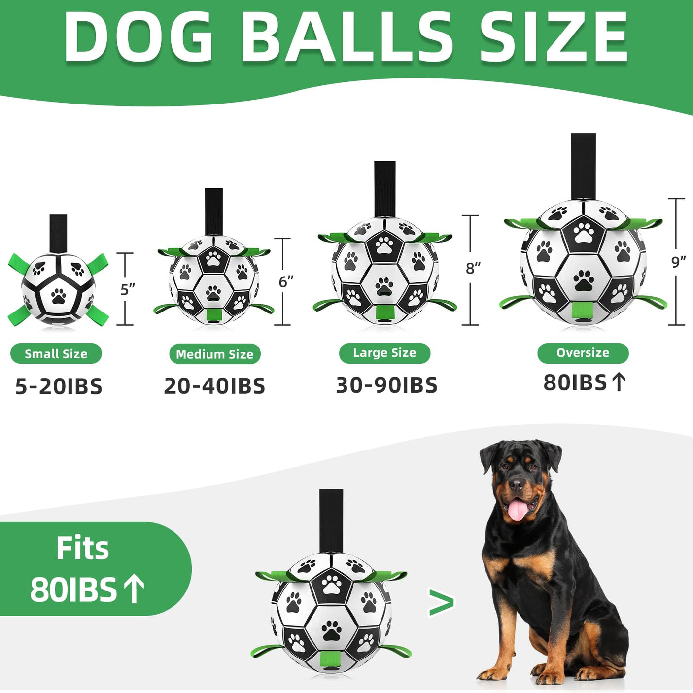 QDAN Premium Dog Toys Balls, Dog Soccer Ball with Straps, Dog Birthday Gifts, Herding Ball, Durable Balls for Small Medium Pet, Puppy Outdoor Toy, Pet Training Soccer Ball, World Cup Soccer (6 Inch)