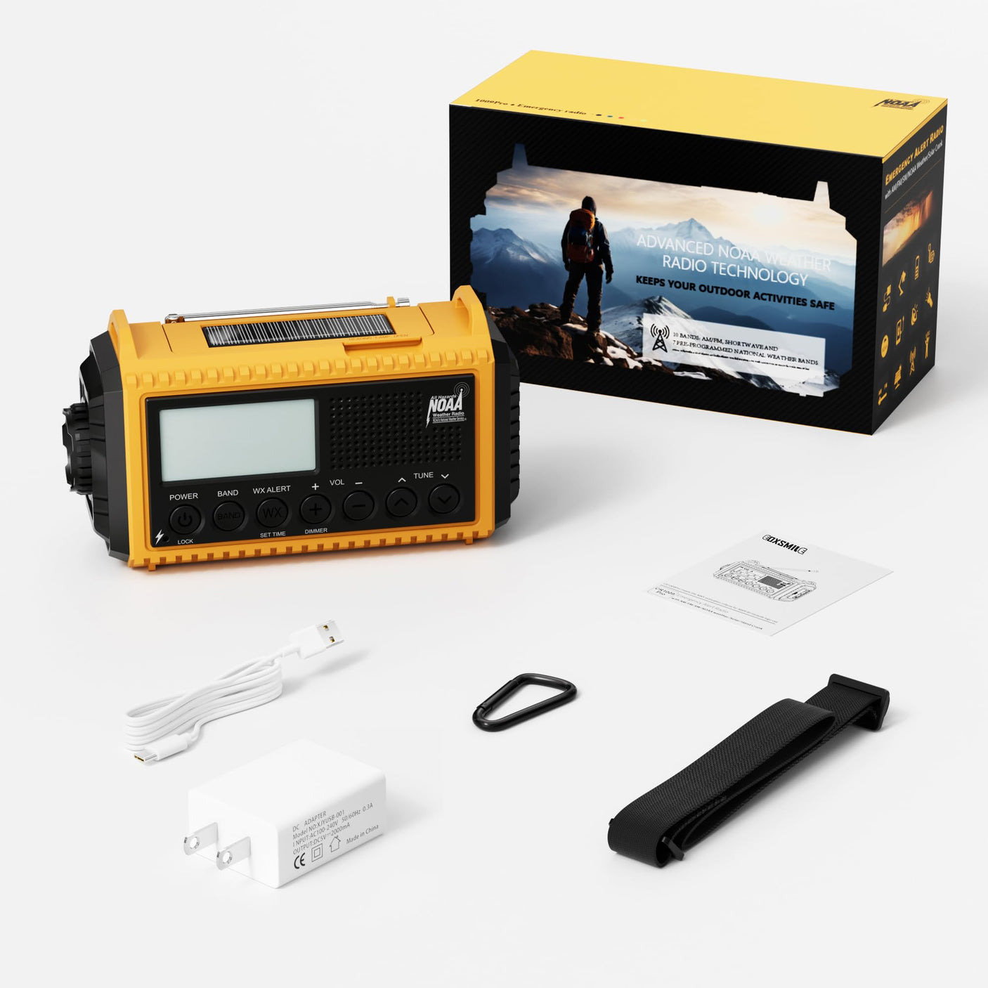 NOAA Weather Radio, Emergency Hand Crank Radio with Solar Charger, Portable Battery Operated AM FM Shortwave Radio with LED Flashlight, USB Charger, Earbud Jack, SOS Alert for Home Survival Hurricane
