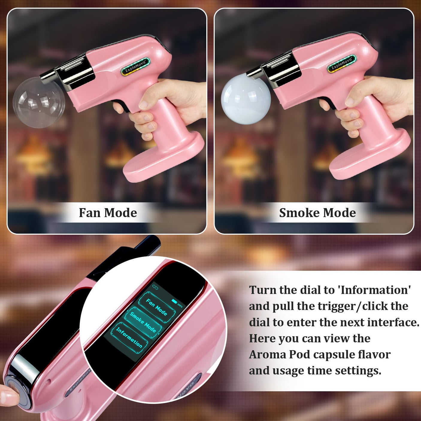 Cocktail Bubble Smoke Gun with 5 Flavour Aroma Pods and Edible Bubbles, Electric Bubble Smoke Machine, Food Drink Decor Perfect for Bar, Party and Home, Gift for Engagement & Birthday