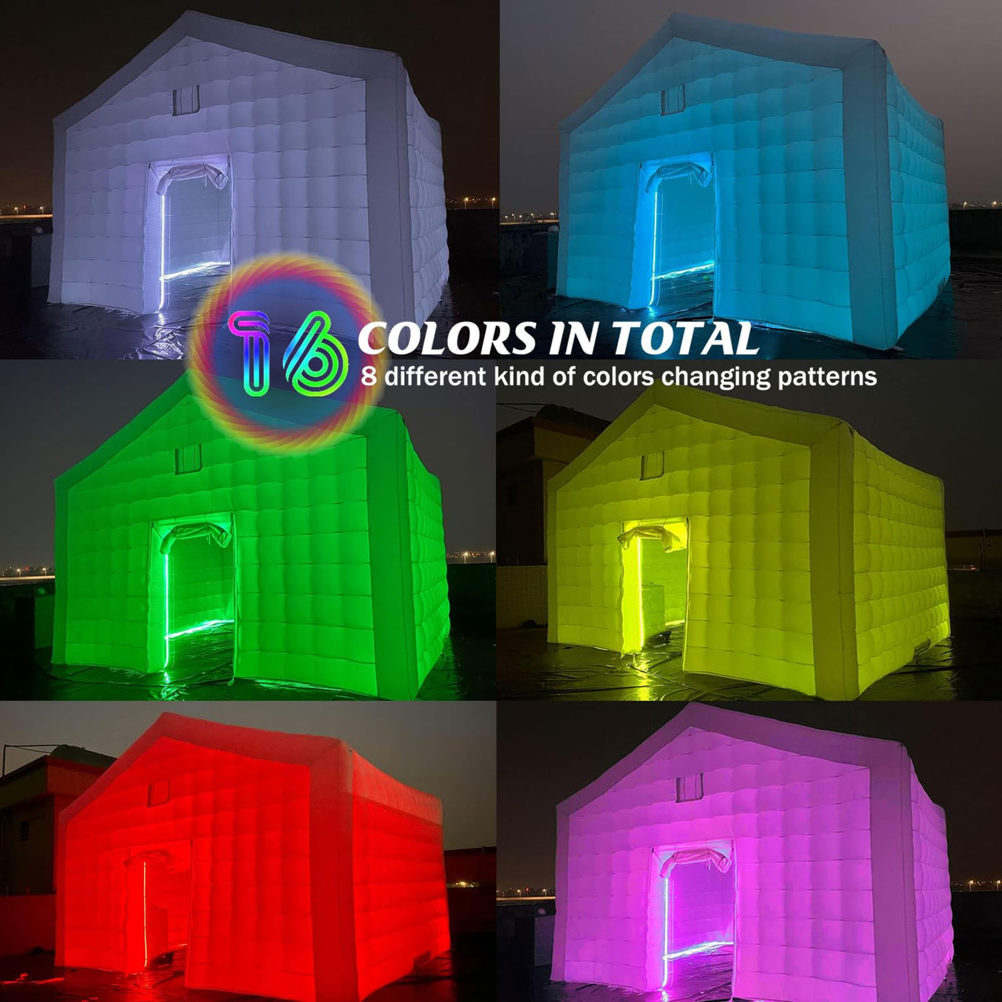 CZGBRO Inflatable Nightclub, 20x16.5x14FT Disco Air Cube Tent, Inflatable Night Club Square Gazebo Event Room Tent House for Event Exhibition Wedding Business/Private Use(White)