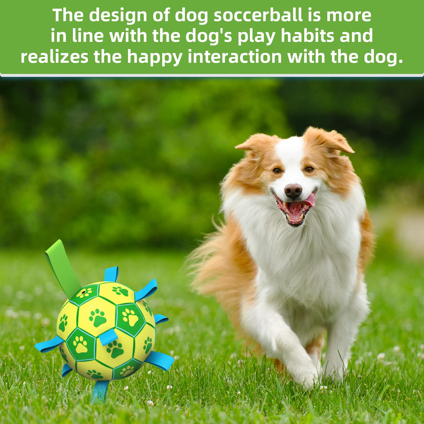 QDAN Premium Dog Toys Balls, Dog Soccer Ball with Straps, Dog Birthday Gifts, Herding Ball, Durable Balls for Small Medium Pet, Puppy Outdoor Toy, Pet Training Soccer Ball, World Cup Soccer (6 Inch)