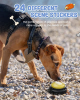 Dog Buttons for Communication, 8 Pcs Dog Talking Button Set, 30s Recordable Voice Pet Buzzer Training Buttons, Speaking Button for Dogs with Waterproof Anti-Slip Dog Button Mat and 48 Scene Stickers