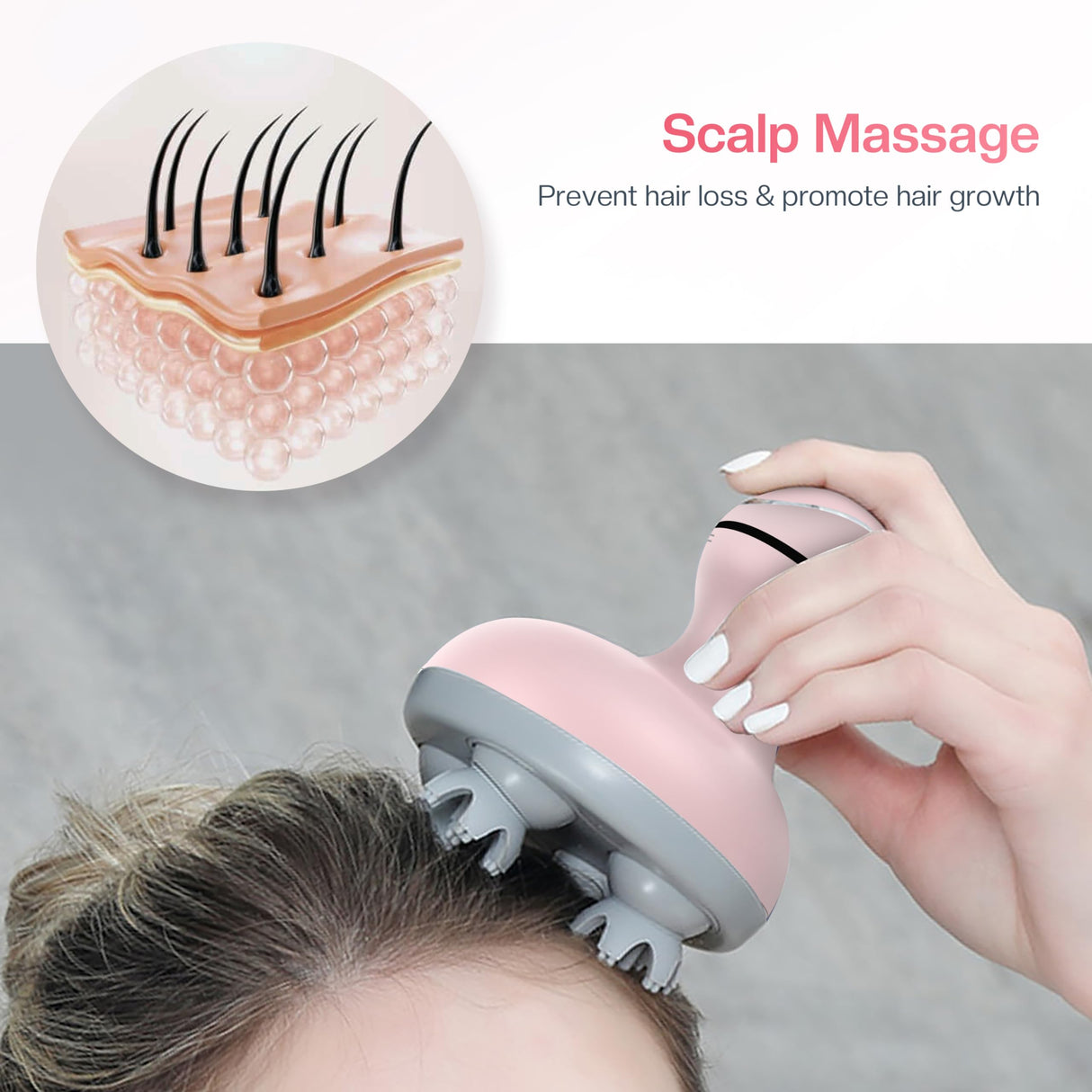 COMFIER Electric Cordless Hair Scalp Massager with Kneading 84 Massage Nodes, Handheld Portable Head Scratcher Massager for Hair Growth, Deep Clean and Stress Relax, Gifts for Men Dad