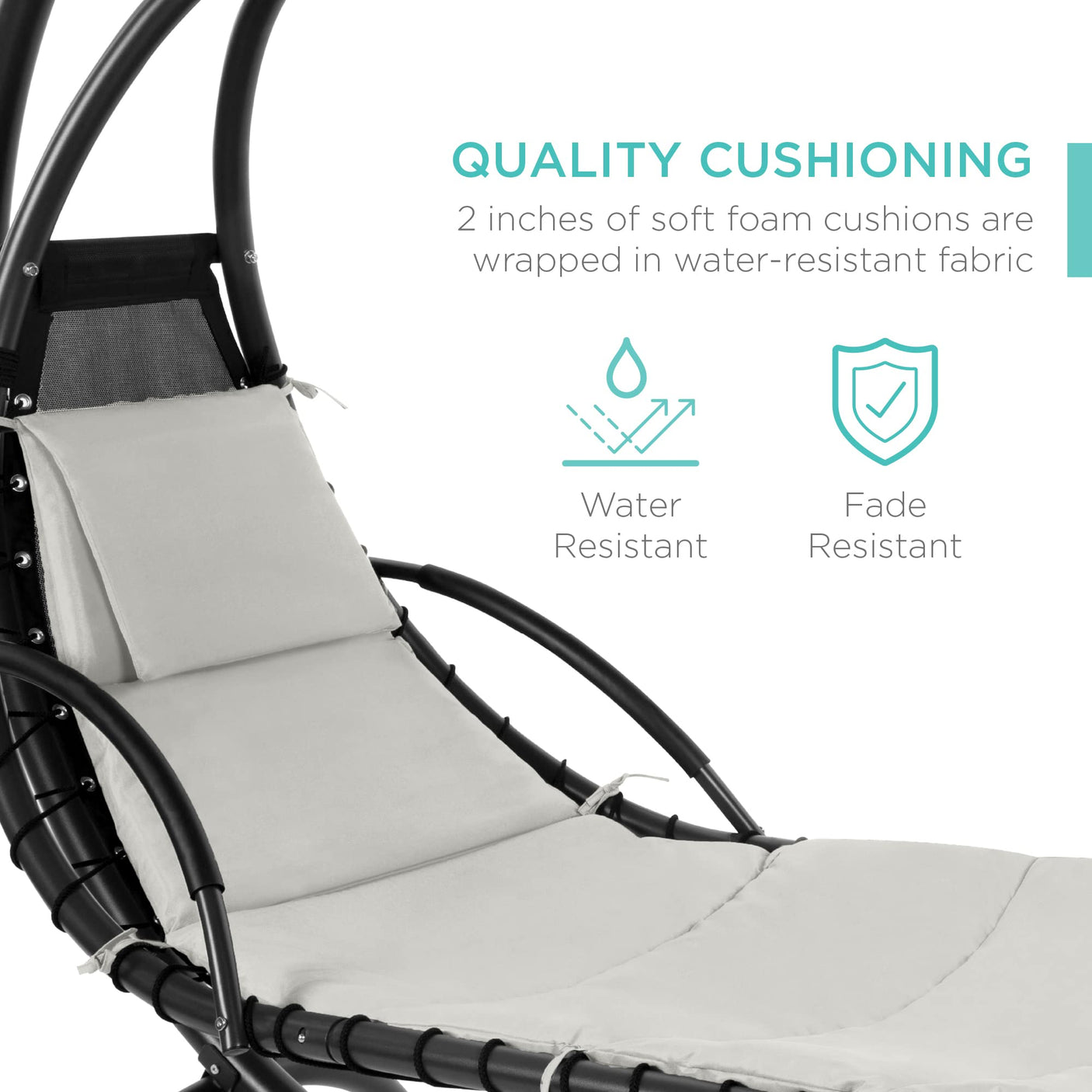 Best Choice Products Outdoor Hanging Curved Steel Chaise Lounge Chair Swing w/Built-in Pillow and Removable Canopy -Red