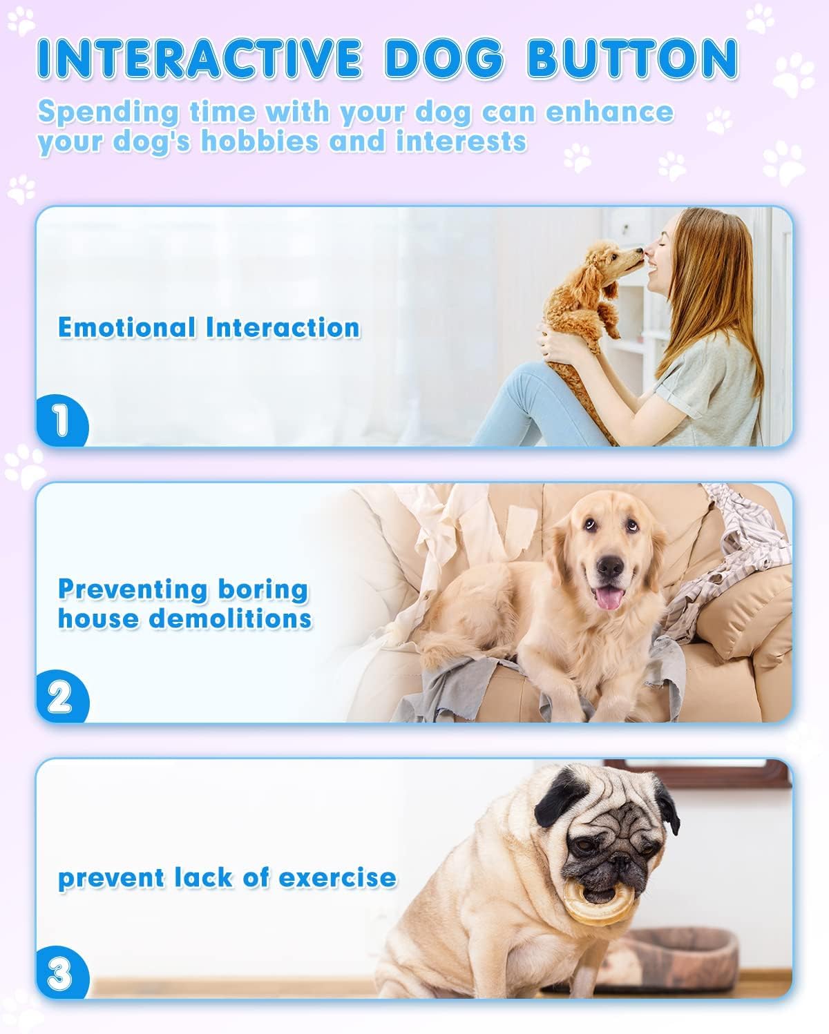 Dog Buttons for Communication, 8 Pcs Dog Talking Button Set, 30s Recordable Voice Pet Buzzer Training Buttons, Speaking Button for Dogs with Waterproof Anti-Slip Dog Button Mat and 48 Scene Stickers