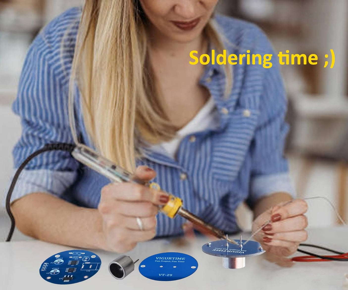 DIY Ultrasonic Suspension Solder Project Kit for Electronic Soldering Practice and Learning, Mini Cool Acoustic Levitator, DIP Version, Great STEM Project and Gift by VIGURTIME