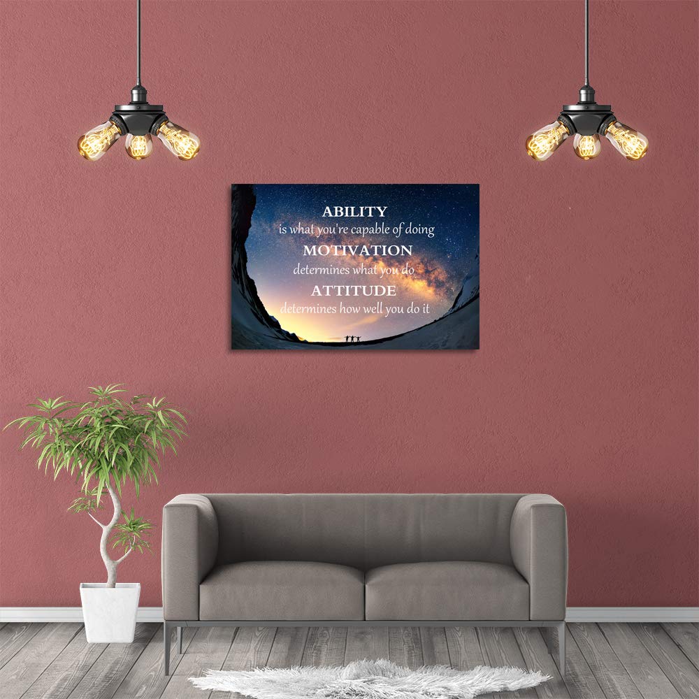 Success Tree Inspirational Quote Canvas Wall Art Motivational Motto Painting Inspiring Entrepreneur Posters Prints Artwork Decor Framed for Home Office Classroom Ready to Hang - 12" Wx18 H