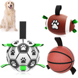QDAN Premium Dog Toys Balls, Dog Soccer Ball with Straps, Dog Birthday Gifts, Herding Ball, Durable Balls for Small Medium Pet, Puppy Outdoor Toy, Pet Training Soccer Ball, World Cup Soccer (6 Inch)