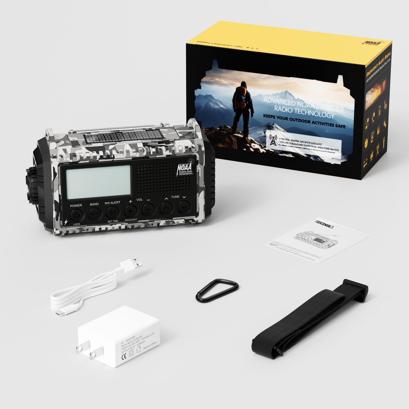 NOAA Weather Radio, Emergency Hand Crank Radio with Solar Charger, Portable Battery Operated AM FM Shortwave Radio with LED Flashlight, USB Charger, Earbud Jack, SOS Alert for Home Survival Hurricane