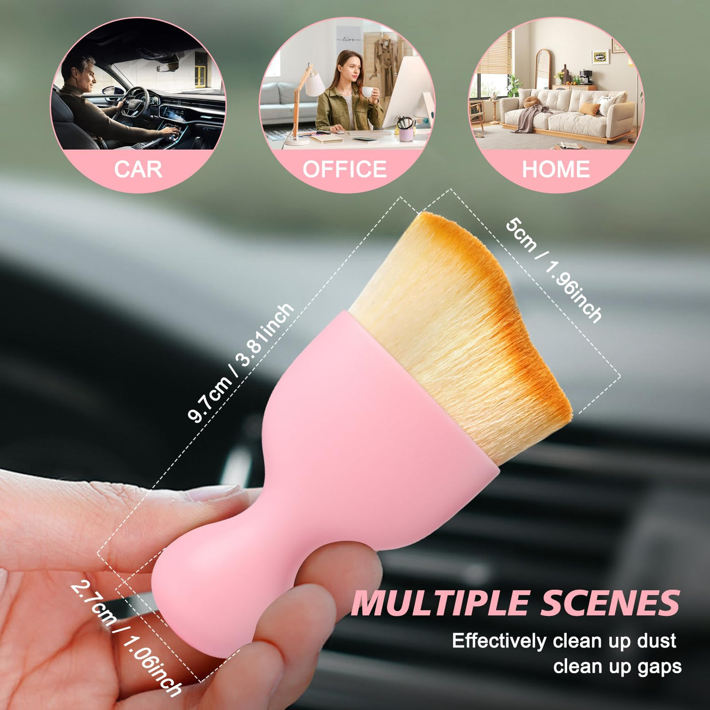 Ouzorp Car Interior Dust Brush, Car Detailing Brush, Soft Bristles Detailing Brush Dusting Tool for Automotive Dashboard, Air Conditioner Vents, Leather, Computer,Scratch Free