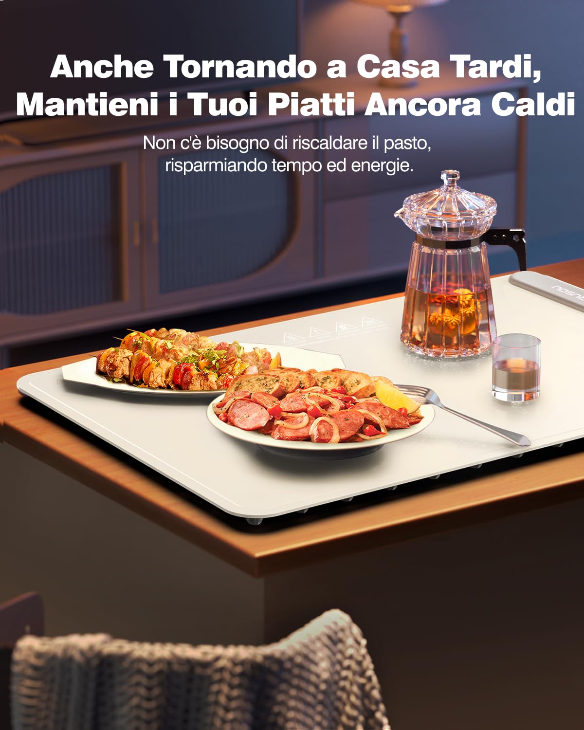 Electric Warming Tray - Full Surface Heating,Rollable & Portable,Premium Silicone Nano-Material,3 Temperature Settings,Auto Shut-Off -Versatile Food Warmer for Gatherings,Parties,Everyday Use