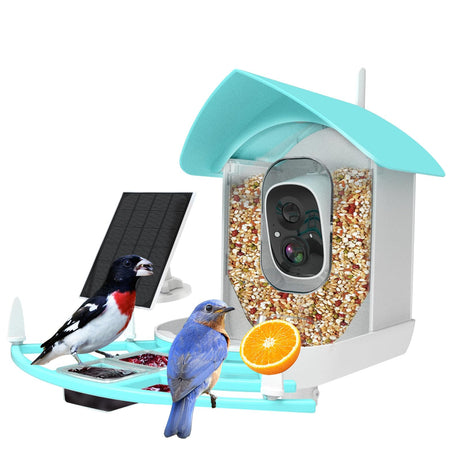 Bird Feeder with Camera,AI Identify Birds Species,Smart Birds Camera with Solar Powered,Auto Record 2K Birds Video in Backyard,Instant Notifications,Ideal Gifts for Family and Bird Lovers,Navy Blue