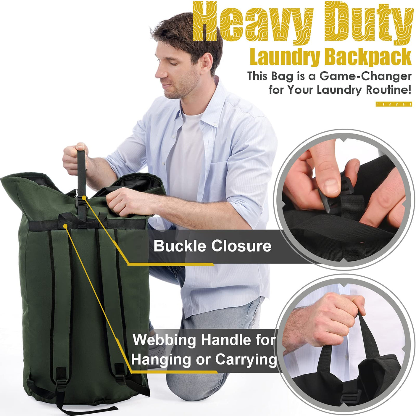 Laundry Bag Backpack Extra Large, 115L Laundry Backpack with Padded Shoulder Strap, Sturdy Travel Laundry Bags, Hanging Laundry Bag for College Dorm, Apartment, Clothes Hamper Bag for Laundromat