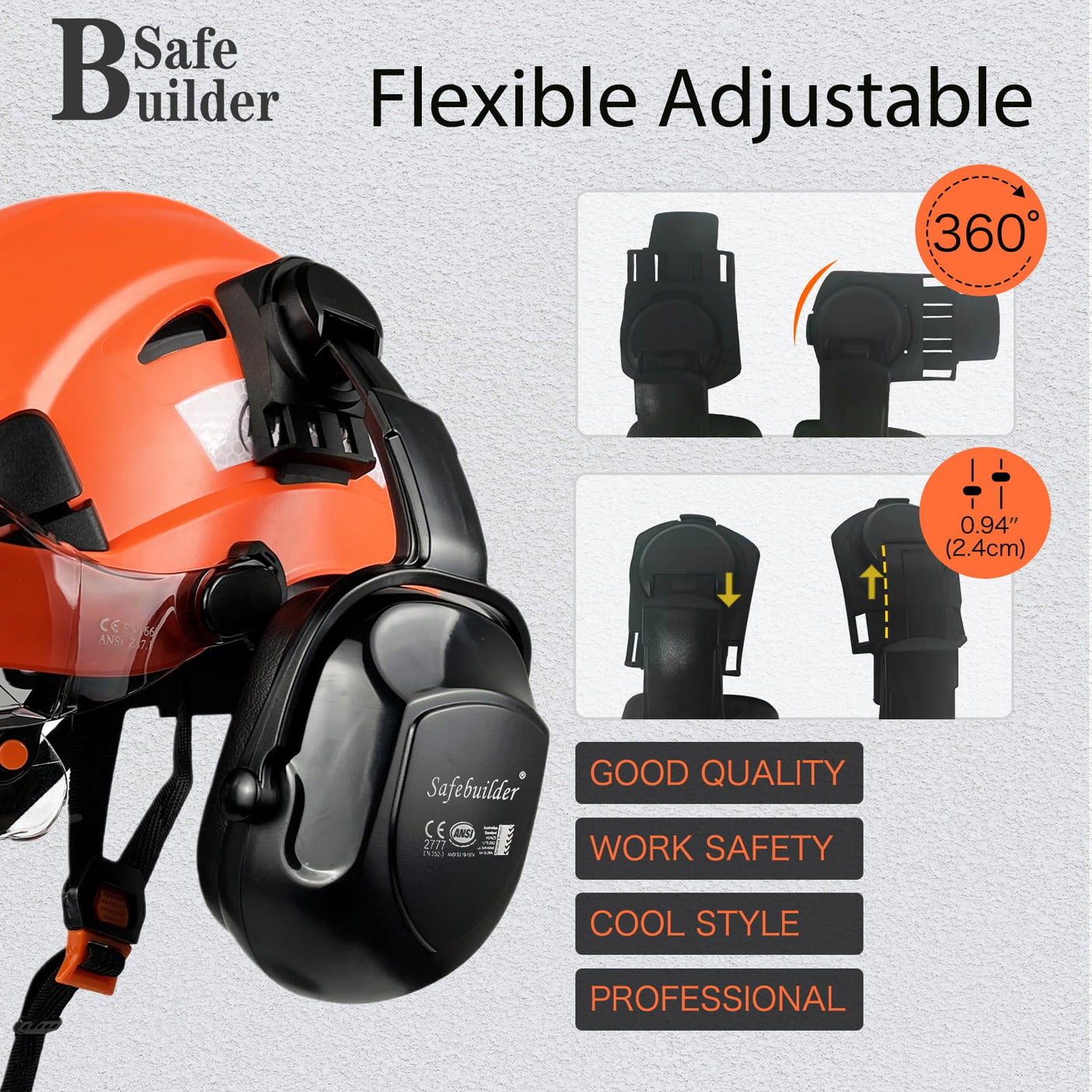Industrial Safety Helmet with Visor Ear Muffs Hard Hat with Visor Vented Hardhats Construction Work Head Protection ANSI