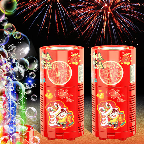 Fireworks Bubble Machine (13 Holes) with Dazzling RGB LED Lights, Automatic Sparklers Blower Toys, Portable Bubble Maker for Kids Party Wedding Christmas Chinese New Year, Birthday Balloons Decoration