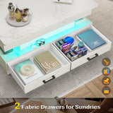SEDETA 40" Lift Top Coffee Table, Coffee Tables with Storage for Living Room, Small Coffee Table with 2 Fabric Drawers & LED Light for Dining Reception Room, Black