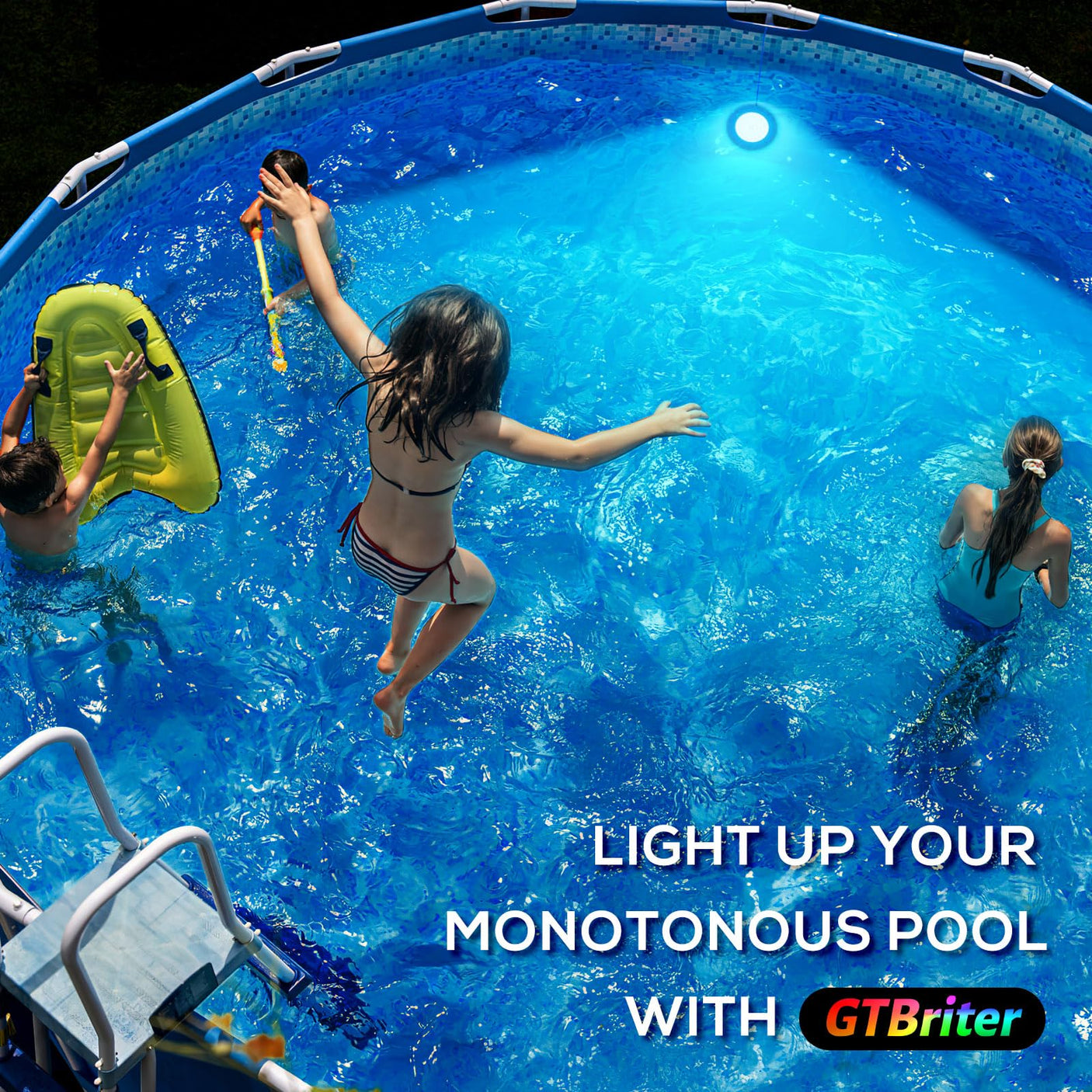 Above Ground Pool Lights with APP Control 20W RGB Dimmable LED Pool Lights with Suction Cups and Built-in Magnets 12V Underwater Pool Light for Above ground Inground Pools IP68 Waterproof 28FT Cord B
