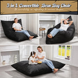 Hobestluk 3 in 1 Bean Bag Chair Giant Bean Bag Chairs Convertible Bean Bag Floor Cushion with Machine Washable Cover, Beanbag Chairs for Adult (Dark Grey)