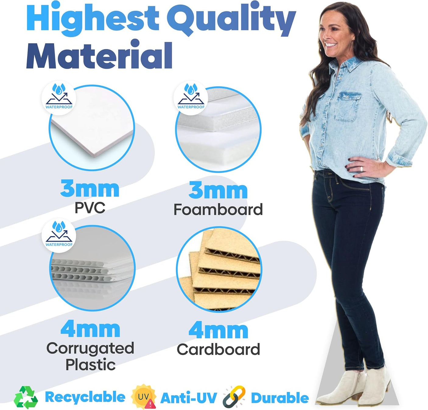 Generic Custom Life Size Cardboard Cutout - 2 Material Options, 1-8 ft - Personalized High Resolution Stand Up | Upload Photo - Perfect Decor for Wedding, Graduation, Birthday, PPUVTLCUTOPTOPT1PCBRDG
