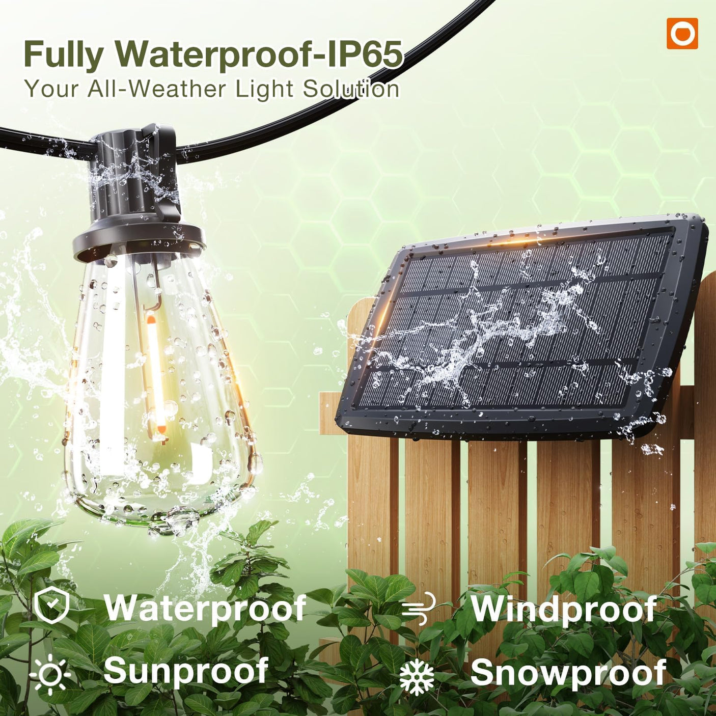 addlon 54(48+6) FT Solar String Lights Waterproof,Patio Lights Solar Powered with Remote & USB Port 15+1 LED Shatterproof Bulbs 3 Light Modes, Dimmable Solar Light for Camping Backyard Garden