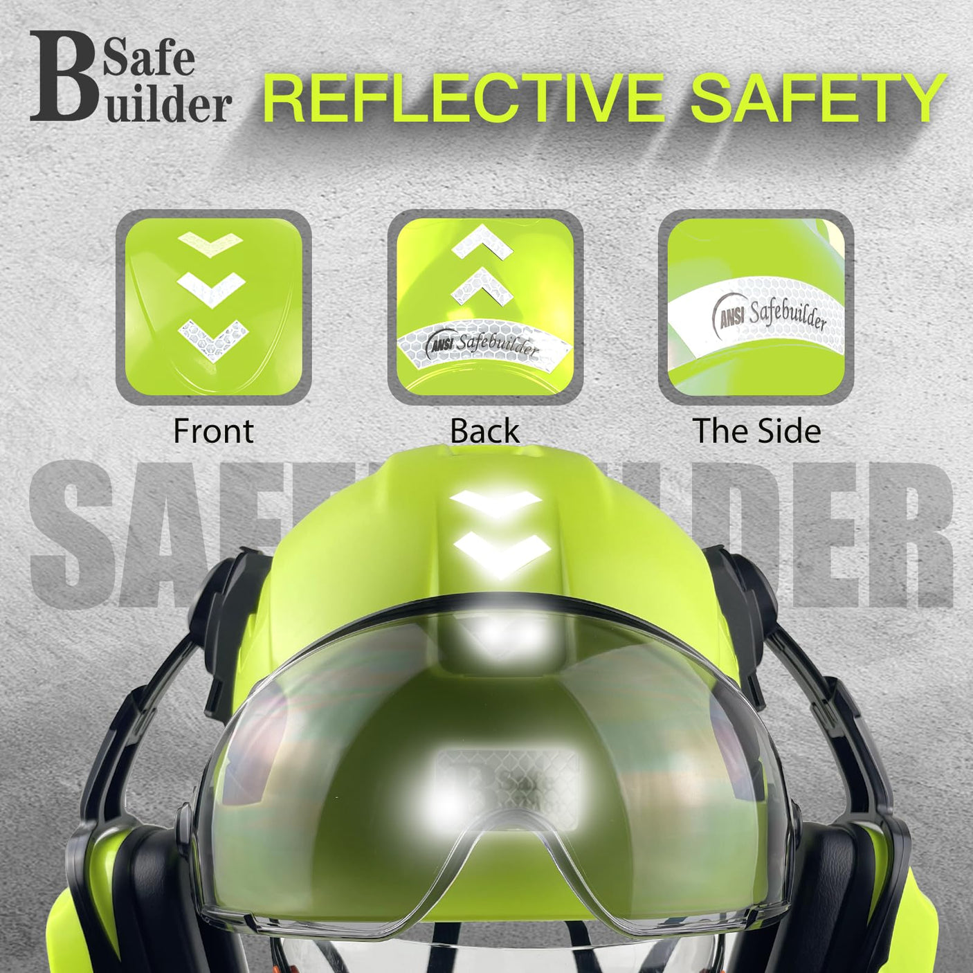 Industrial Safety Helmet with Visor Ear Muffs Hard Hat with Visor Vented Hardhats Construction Work Head Protection ANSI