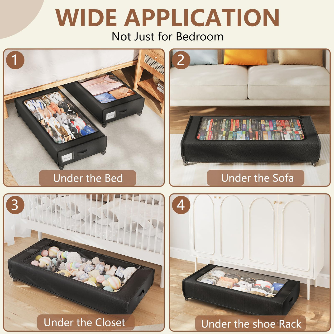XXXXL Extra Long Under Bed Storage with Wheels,BIGGEST Size Available(66L) under the bed storage Organizer with Lid&Label,Rolling Under the bed Metal Drawer for Clothes,Shoes,Toys(36x17x 6In)