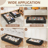 XXXXL Extra Long Under Bed Storage with Wheels,BIGGEST Size Available(66L) under the bed storage Organizer with Lid&Label,Rolling Under the bed Metal Drawer for Clothes,Shoes,Toys(36x17x 6In)