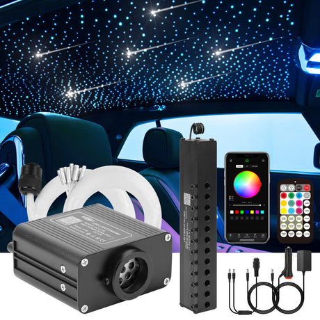 CHINLY Two-Color 1000pcs Twinkle Starlight Headliner Kit 1000 Piece Star Lights for Car,13.1ft Car Star Lights,APP RGBW Fiber Optic Lights Starlights Headliner Kit for Home Theater