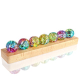 7 Chakra Natural Healing Spheres with LED Wooden Stand 40mm Crystal Quartz Stones for Meditation Positive Energy Night Light Decoration Balls Set for Home