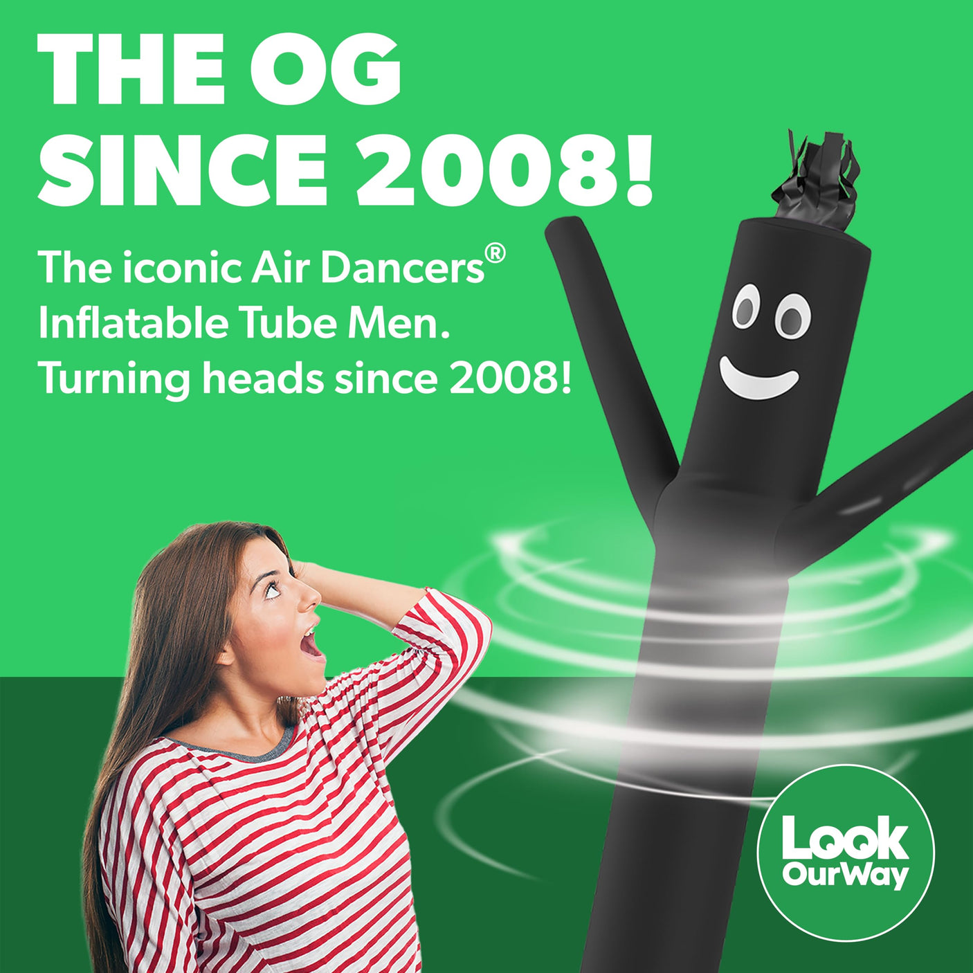 LookOurWay Air Dancers Wacky Waving Inflatable Tube Man Set - 10 Feet Tall Inflatable Dancing Man with Blower - Red