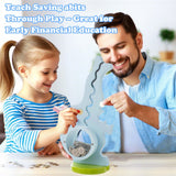 Wooden Dinosaur Piggy Bank Boalord for Boys Kids Girls Clear Big Belly Animal Coin Bank for Toddler Real Money Toy（Dino-Blue）