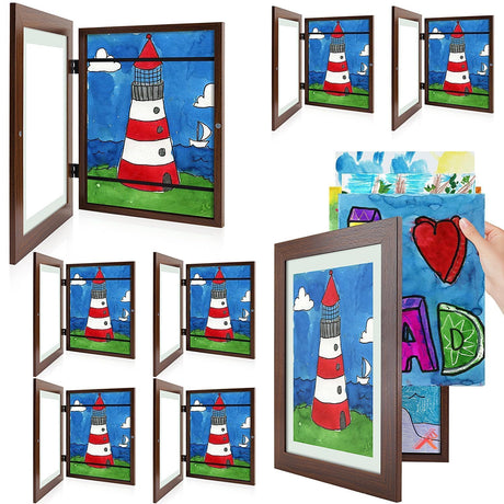 Golden State Art, 10x12.5 Kids Art Frames, Front-Opening Picture Frame Great for Kids Drawings, Artworks, Children Art Projects, Schoolwork, Home or Office (Walnut Set of 2)