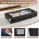 XXXXL Extra Long Under Bed Storage with Wheels,BIGGEST Size Available(66L) under the bed storage Organizer with Lid&Label,Rolling Under the bed Metal Drawer for Clothes,Shoes,Toys(36x17x 6In)