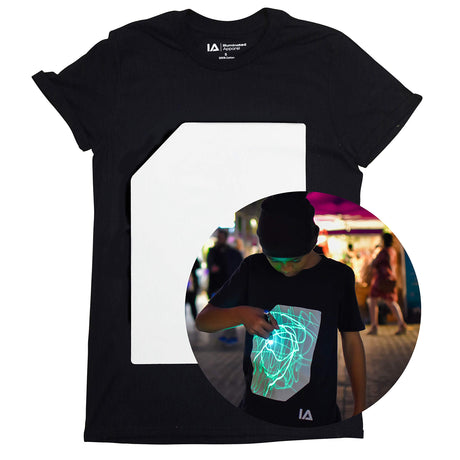 Illuminated Apparel Original Interactive Glow in The Dark T-Shirt - Fun for Birthday Parties & Festivals